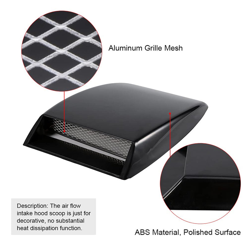 Universal Car Decorative Air Flow Intake Hood Scoop Bonnet Vent Sticker Cover Hood (Black)