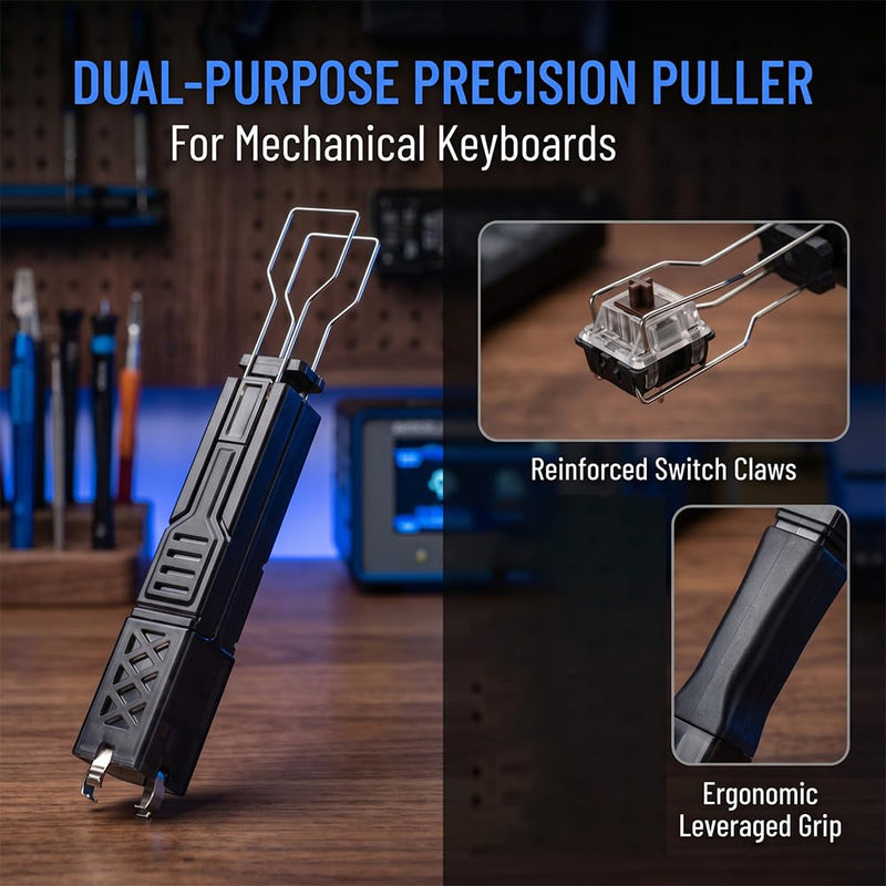 2-in-1 Switch Puller and Keycap Puller with 4-Claw Grip, One-Press Eject Design for Fast & Stable Removal from Gaming Keyboards