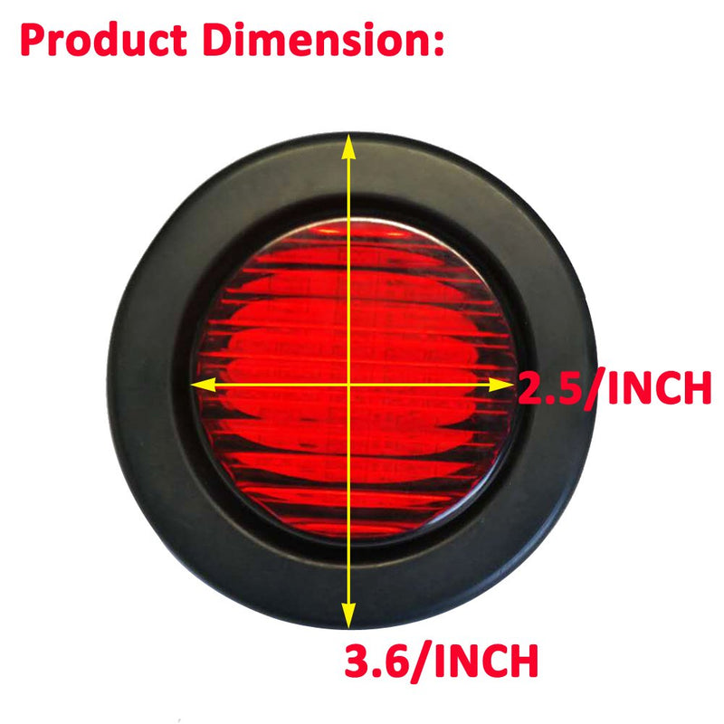 NEW SUN Premium 2.5" Round LED Trailer Lights, 13 Red LEDs Side Marker Lights, Clearance Lights Kits with Grommet & 2-Pin Plug - Universal for Trucks, Trailers, Rvs, Camper, 5 Pcs