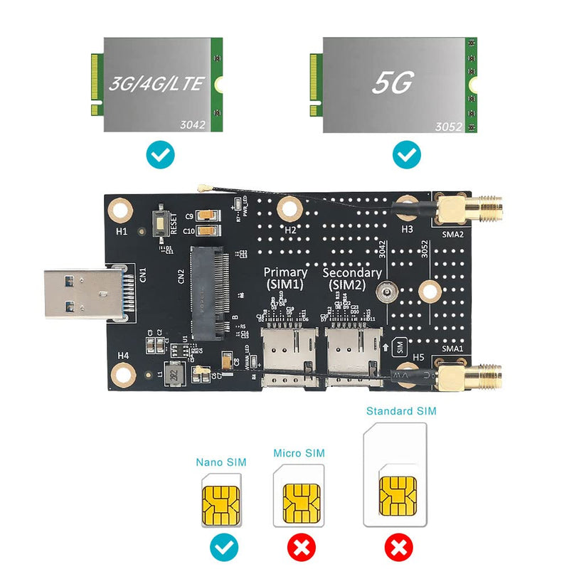 NGFF(M.2) to USB 3.0 Adapter with Dual Nano SIM Card Slot