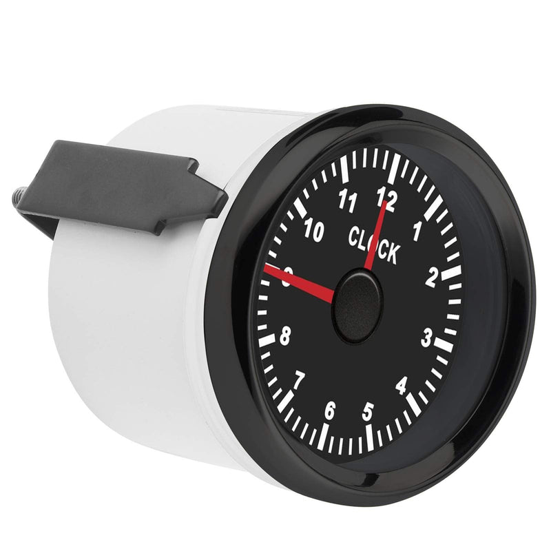 Dial Clock Meter,2in/52mm Clock Gauge Instrument 0?12 Hourmeter Red Backlight 12V/24V for Car Boat Yacht Motorcycle(Black Dial Black Frame) Black Dial Black Frame