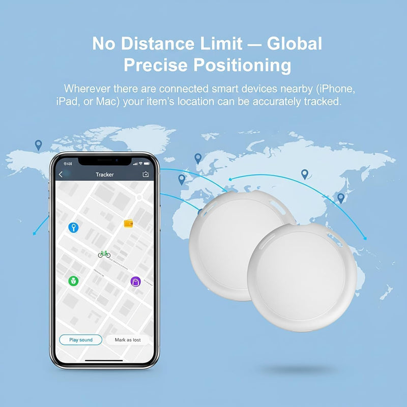 2 Pack GPS Tracker for Vehicles Works with Apple Find My iOS Only | Mini GPS Tracking Device Hidden Item Finder Global Tracking No Monthly Fee No SIM Replaceable Battery for Car Keys Luggage