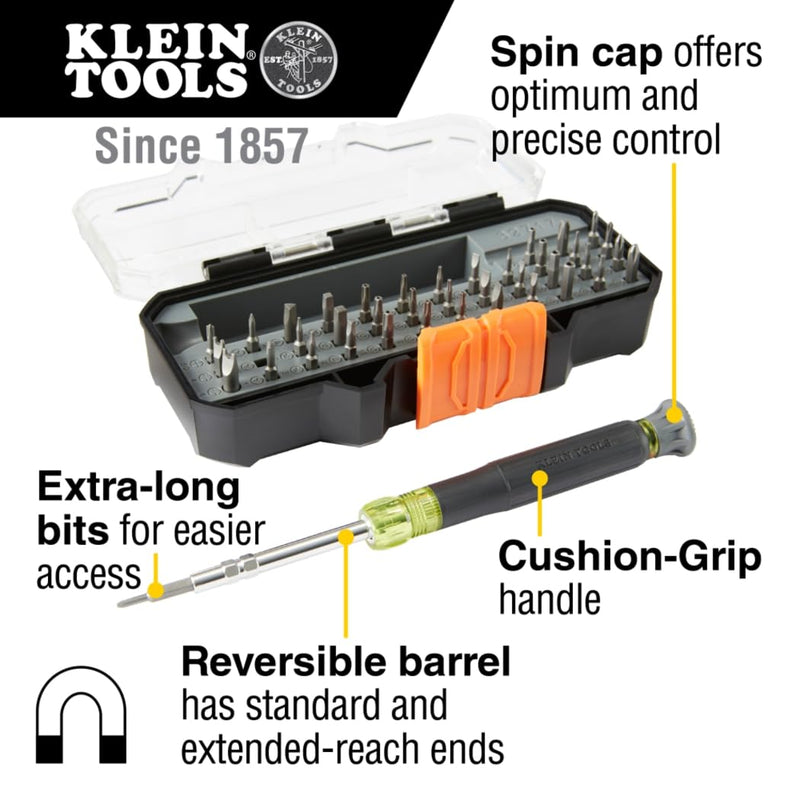 Klein Tools 32717 Precision Screwdriver Set with Case, All-in-One Multi-Function Repair Tool Kit Includes 39 Bits for Apple Products 39 Bit Driver Set