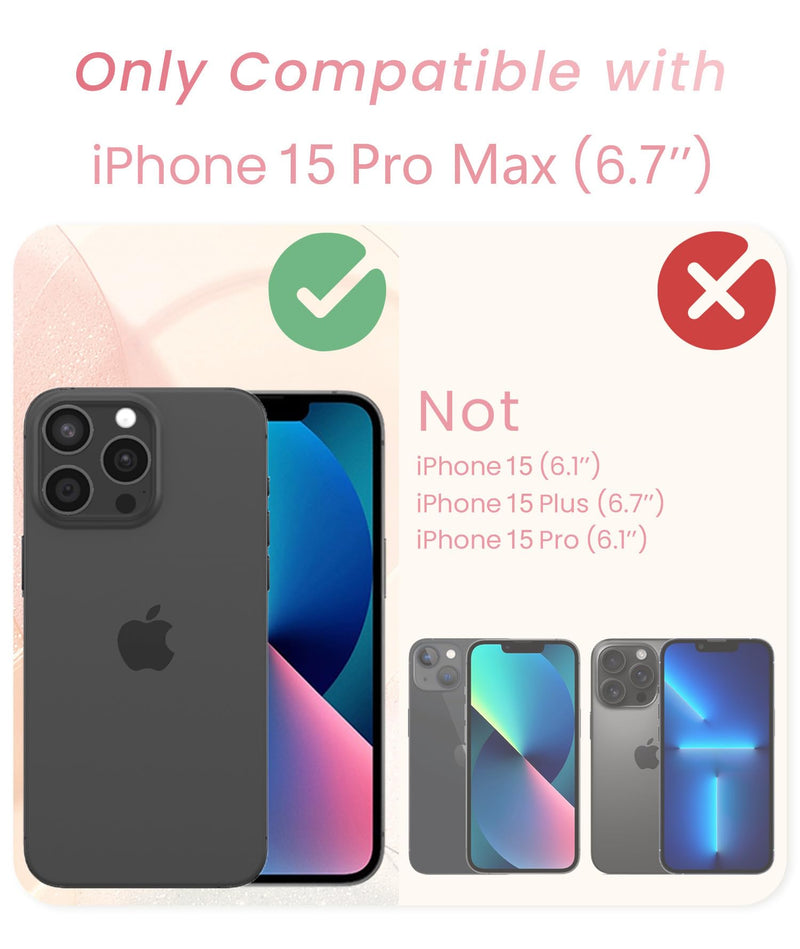 Cute Plated Gold Women Phone Case for iPhone 15 Pro Max - Pink | Screen Protector+Ring Metal Kickstand,Love Heart Pattern,Slim Soft TPU Full Camera Protection Cover for iPhone 15 Pro Max Thermoplastic Polyurethane,Polycarbonate