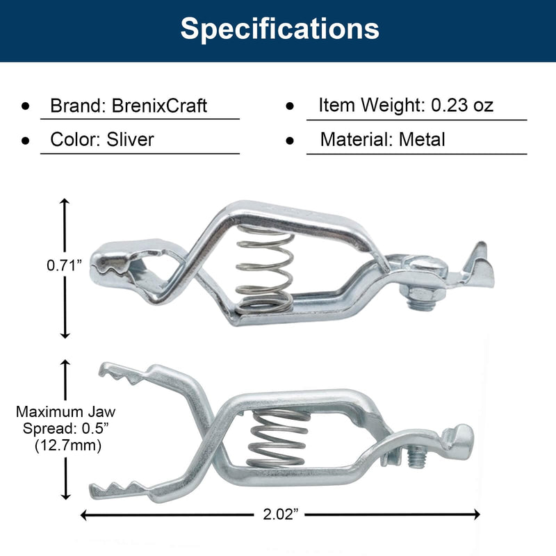 10A Heavy Duty Alligator Clips (10 Pack), BU-55 Small Metal Test Clamps with Strong Spring Grip and Screw Terminal, For Automotive and Electrical Testing, 12.7 mm Jaw
