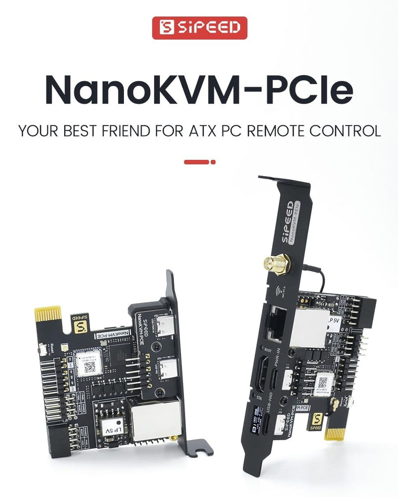 youyeetoo Sipeed NanoKVM PCIE Version - ATX PC Remote Control, RISC-V Nano KVM Over IP, DDR3 RISC-V Development Board, Linux, 1TOPS NPU (with PoE) With PoE