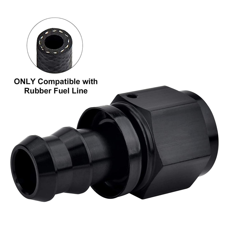 EVIL ENERGY 6AN Straight Push Lock Hose Fitting End Black 4PCS