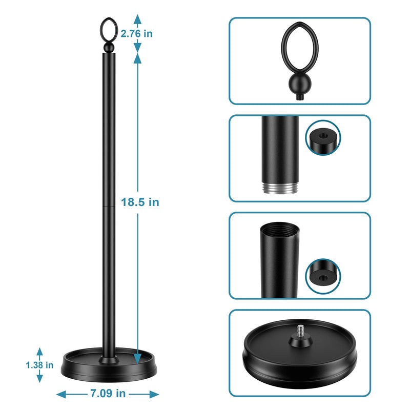 ROLABAM Heavy Weighted Toilet Paper Holder (with Reserve Function) Free Standing, Spare Toilet Paper Roll Storage Stand for Bathroom Total Height 22.5" ，Matte Black Matte Black