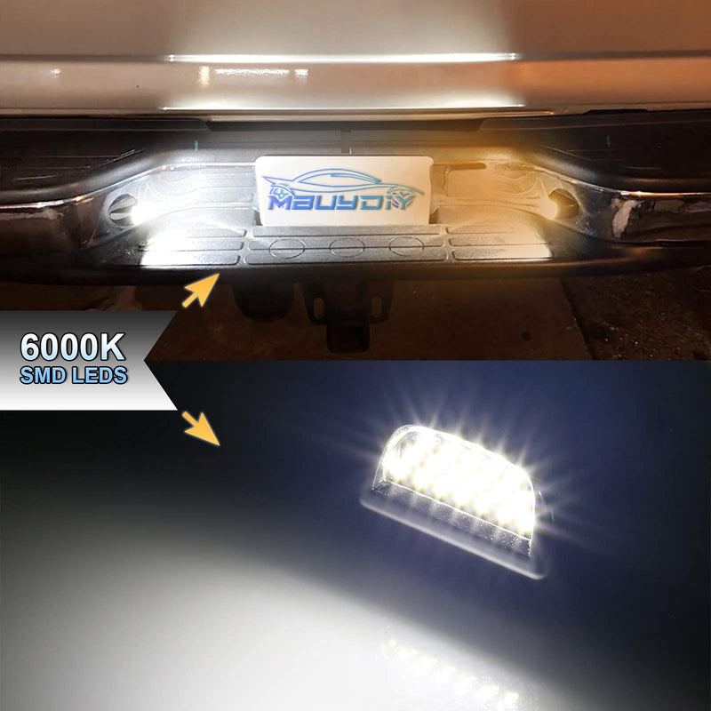 LED License Plate Light Lamp Assembly Chrome Housing Compatible with 1999-2013 Chevy Silverado GMC Sierra Suburban Avalanche Tahoe Yukon 6000K White, Pack of 2 1999-2013 Chrome housing