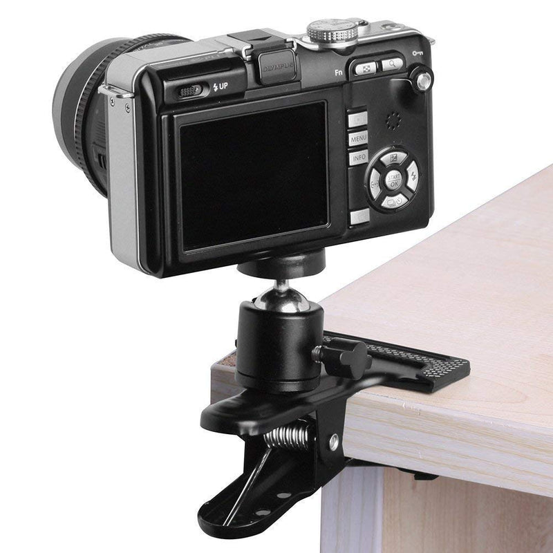 SLOW DOLPHIN Tripod Clip Clamp Mount Flash Reflector Holder for Studio Backdrop Camera with 360 Swivel Tripod Mini Ball Head Standard 1/4" Screw,SLR, Digital SLR, Video Came(2PACK) Tripod Clip Clamp 2 Pack