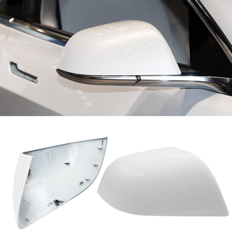 Jaronx Compatible with Tesla Model 3 Side Mirror Cover Replacement 2017 2018 2019 2020 2021 2022 2023 2024 2025, Passenger Side Rear View Door Mirror CoverCaps for Model 3 Accessories(Pearl White) Right