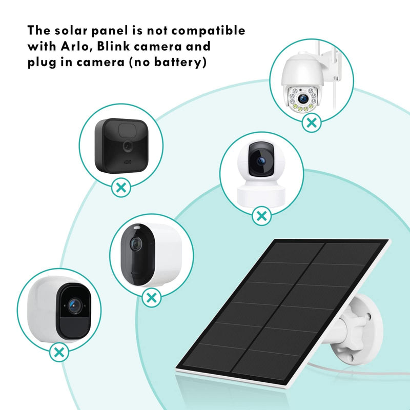 5W Solar Panel for Security Camera Outdoor, 5V USB Solar Panel Charger Compatible with Rechargeable Battery Powered Cam, Camera Solar Panel with IP65 Waterproof, 9.8ft Cable, 360° Adjustable Bracket 1 Pack