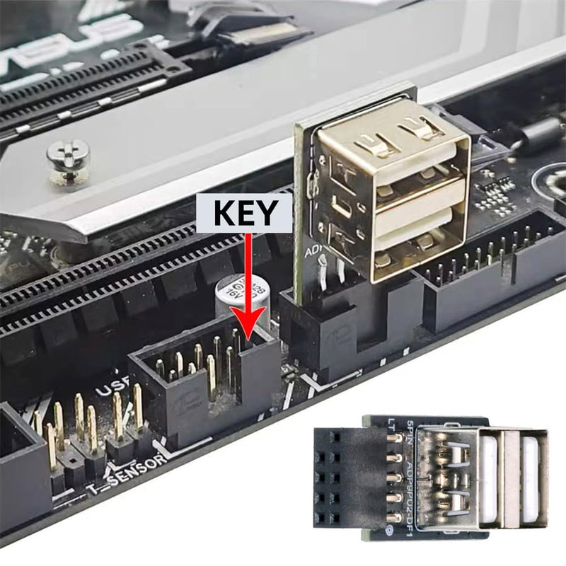 xiwai 2pcs/lot 9Pin 10Pin Header Motherboard Internal to Dual USB 2.0 Female Adapter Converter Horizontal Type High Speed 480 Mbps for Laptops, Tablets