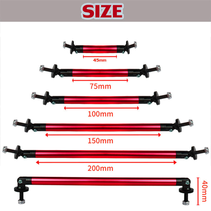 Car Front Bumper Lip Splitter Strut Rod 2PCS Strut Rod Protector Rod Support Bars Adjustable Compatible Auto Bumper Fasteners Lever Kits with Most Vehicles(Red,150mm/5.9") red 150mm=5.9 inch