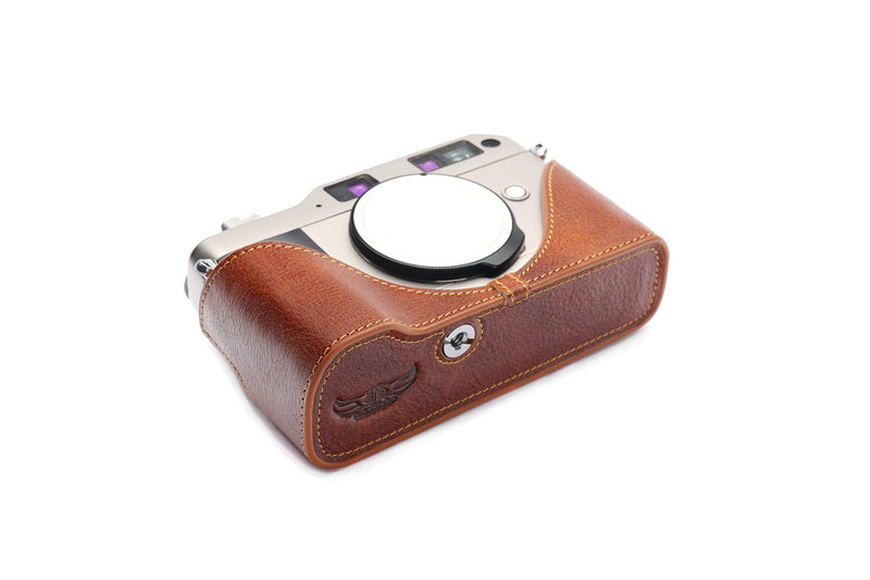 Contax G1 Case, BolinUS Handmade Genuine Real Leather Half Camera Case Bag Cover for Contax G1 Camera with Hand Strap (LavaBrown) LavaBrown