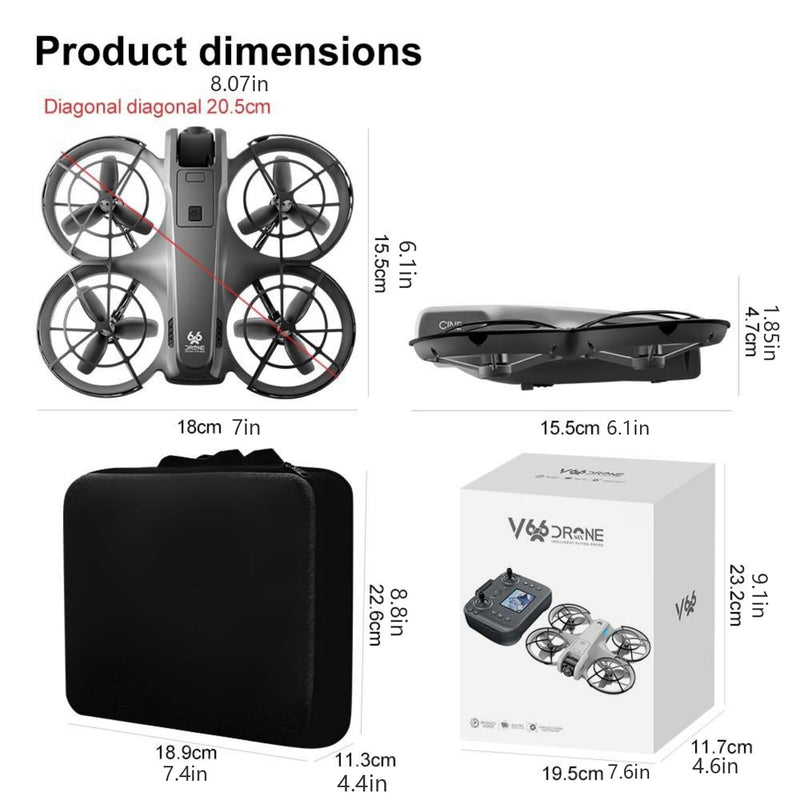 RC Drone with Screen Display Remote Control, Propeller Guard, HD Dual Camera, Speed Adjustment, Altitude Hold, One-Key Takeoff, 3D Flips, 2 Batteries, Helicopter Airplane, Hovering, Brushless Motor, APP Control, LED Lights, for Adult Beginners FPV Quad...
