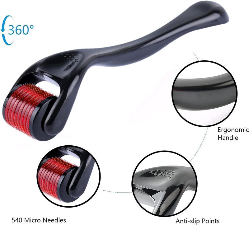 Derma Face Roller, 540 Needles Titanium Micro Derma Skin Care Roller for Hair Growth, Beard Roller for Wrinkles, Face Derma Skin Care Facial Roller and Beauty Massage Tools for Women and Men (0.75mm) 0.75
