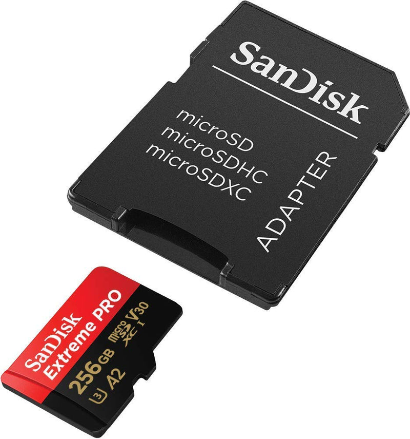SanDisk 256GB Extreme Pro MicroSDXC Card Compatible with DJI Avata 2, Mini 4K Drones (SDSQXCD-256G-GN6MA) with Read Speed up to 200 MB/s Bundle with 1 Everything But Stromboli MicroSD Card Reader