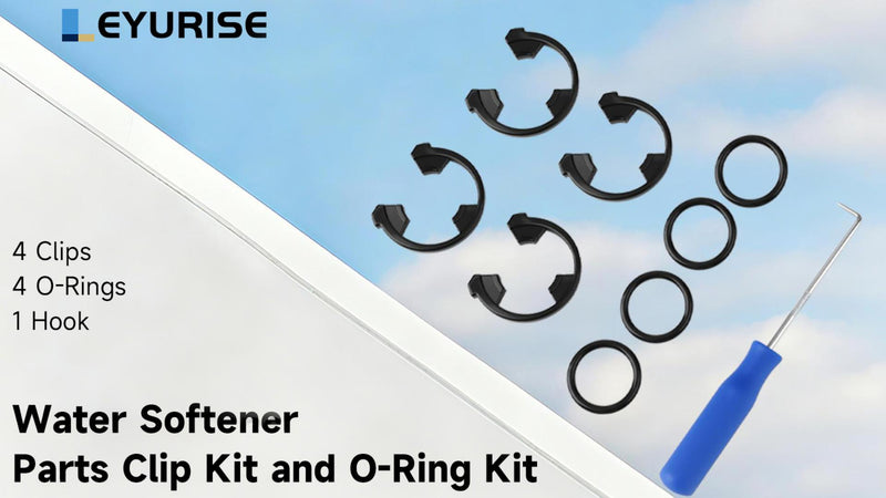 Water Softener Clip Kit Compatible with GE Kenmore Whirlpool Morton WHES30 M34 MSD27 Replace#: 7337563 7337571 7170288 7116713，15/16” O-Ring Kit and Fit 3/4” Valves