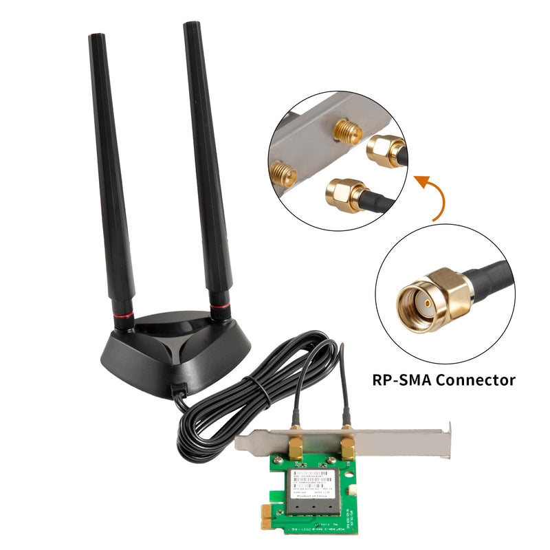 9dBi WiFi 6 6E Tri-Band 2.4GHz + 5 GHz + 6GHz Magnetic Base Gaming Antenna with Adapter for WiFi 6 6E Router PC Desktop Computer PCI-E Card Gaming Motherboard Wifi 6 Antenna