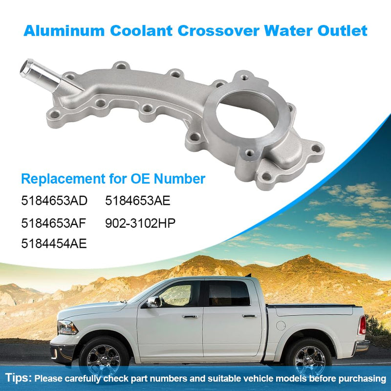 Aluminium Coolant Crossover Water Outlet Compatible with 2011-2021 Chrysler Town & Country 200 300 Dodge Charger Durango Grand Caravan Journey Jeep Cherokee Ram 1500, Replacement for 5184653AF