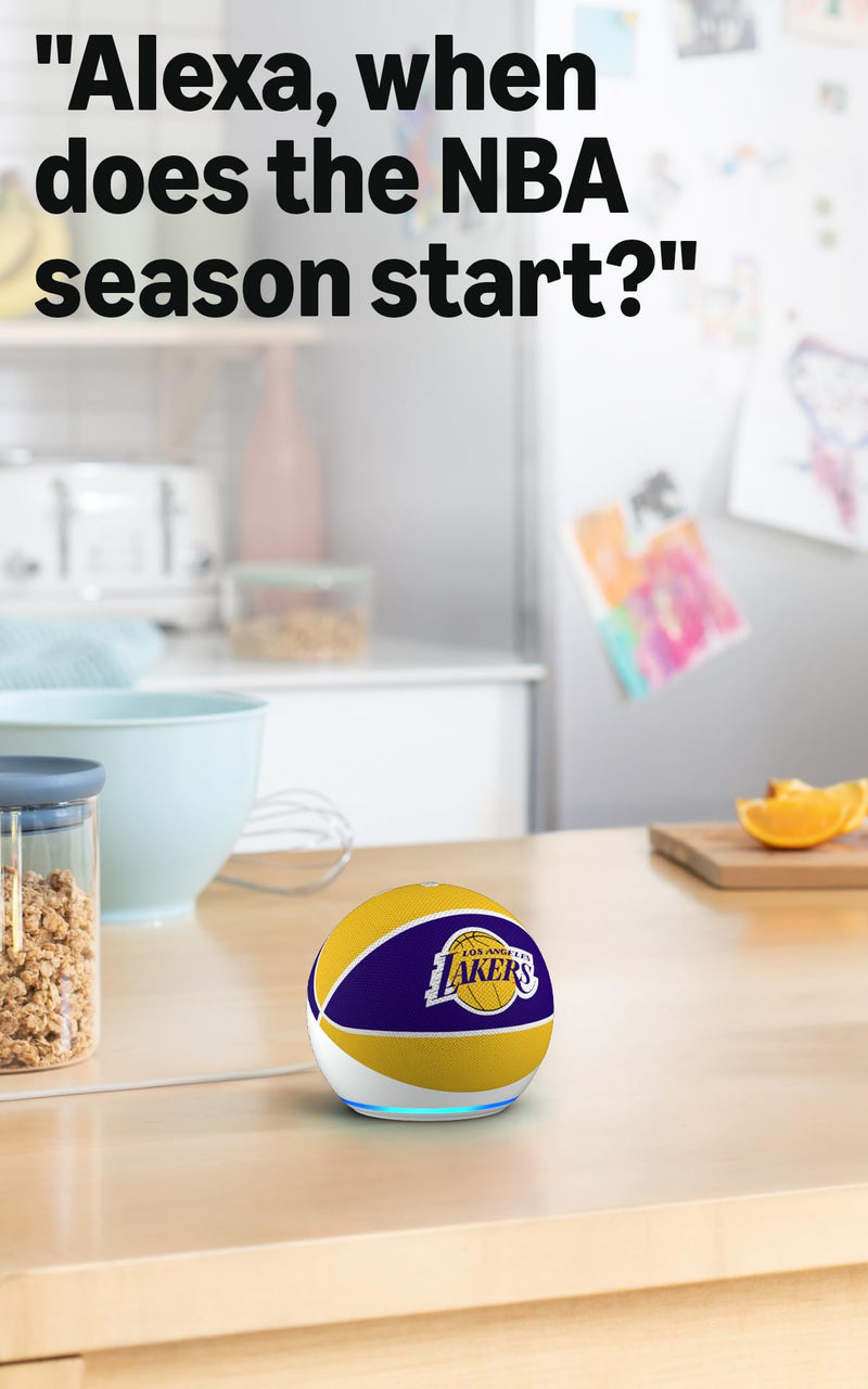 Amazon Echo Dot (newest model) | Officially Licensed NBA Limited-Edition | Los Angeles Lakers