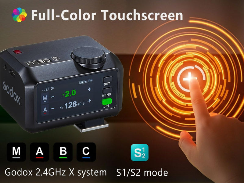 Godox iT30pro F TTL Mini Flash & Trigger- GODOX Authorized Distributor iT30 Pro F for Fuji - IT30 Pro for Fujifilm TTL Flash, Wireless Master & Receiver, HSS 1/8000 Second, 2.4G Wireless Black