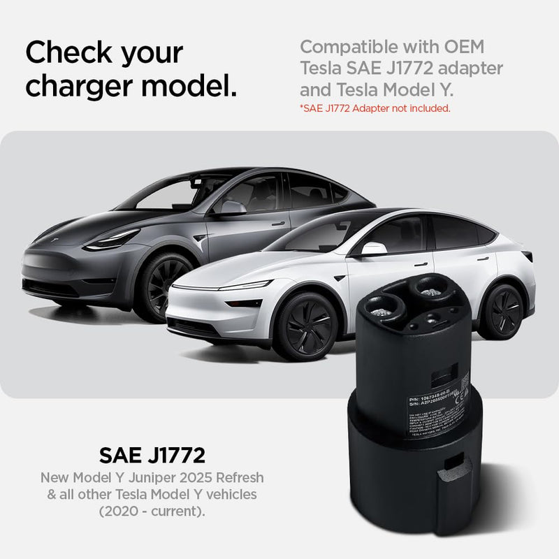 Spigen J1772 Charging Adapter Door Dock for All Tesla Model Y [Compatible with Model Y Juniper 2025/26] (SAE J1772 Charging Adapter NOT Included) - Refer to The Video for Installation