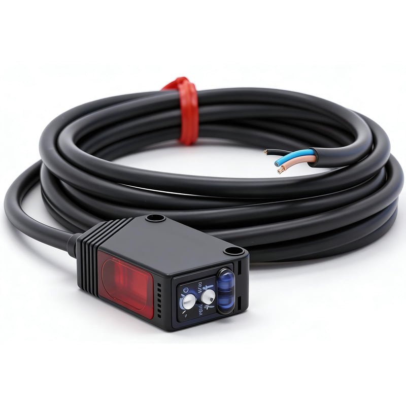 Twidec/ 0-2M Adjustable Indoor Wall Mounted Photoelectric Beam Sensor NPN (NO Or NC Switchable) photoelectric Sensor Switch Proximity Switch 2m line Cable Induction with Reflector Panel E3Z-R61-Z-G
