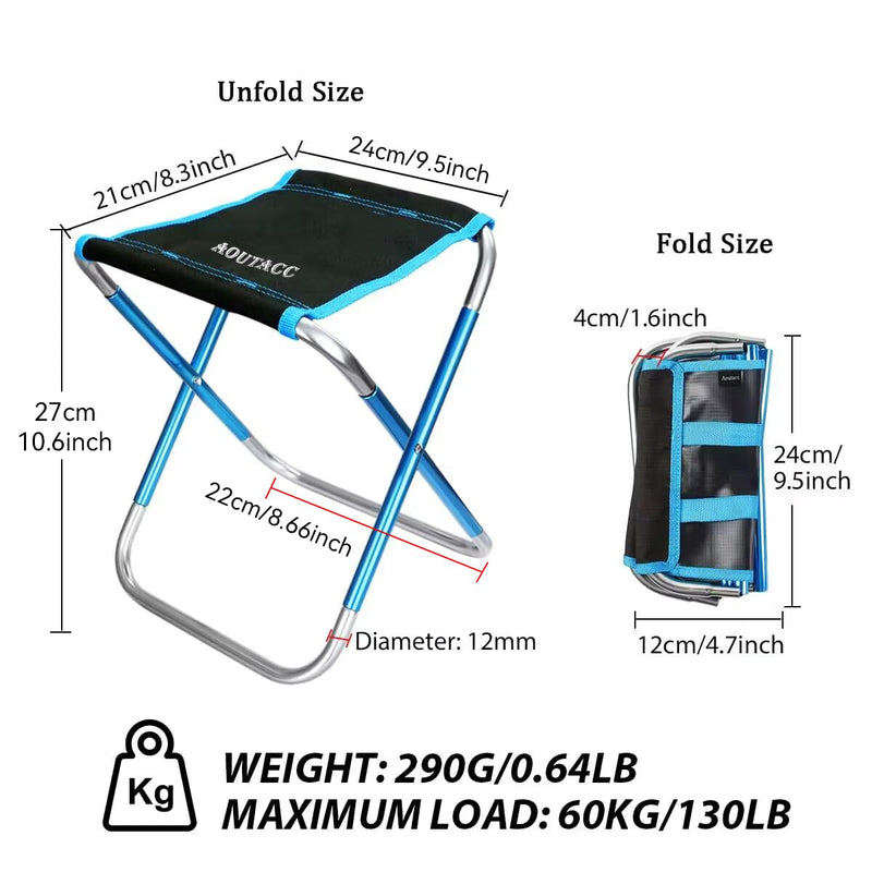 AOUTACC Ultralight Portable Folding Camping Stool for Outdoor Fishing Hiking Backpacking Travelling(XL:13"x14"x15";Large:11.8"x11"x11.4"; Medium:8.3"x9.5"x 11") 8.3"x9"x10.6" Blue and Black