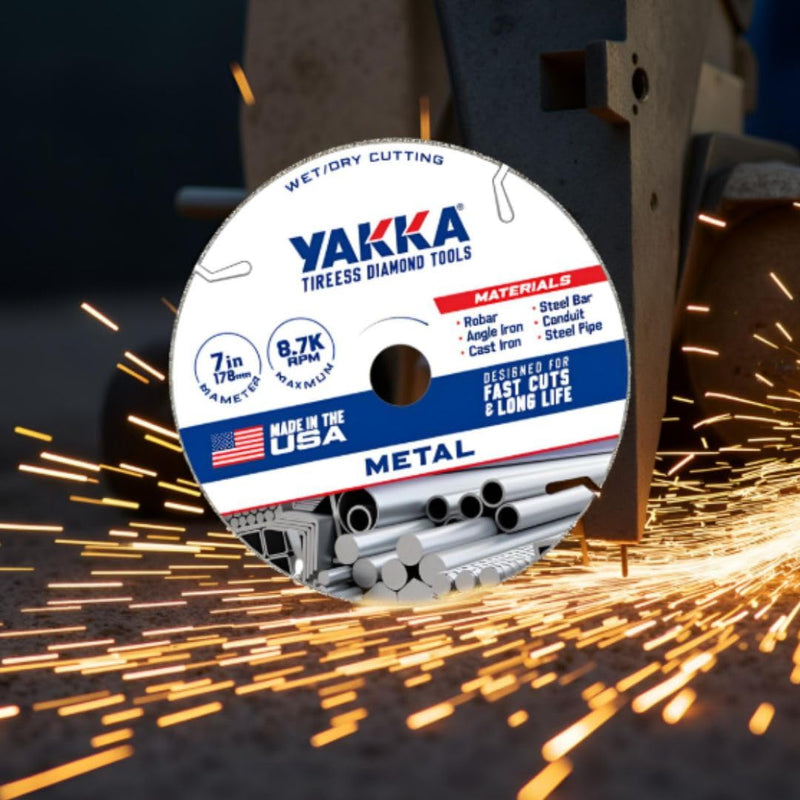 Yakka 7 Inch Metal Cutting Segmented Diamond Blade cuts a Wide Range of Metals, Made with Advanced Electroplating Technology for a Long Life & Comes with 7/8 inch Arbor & 5/8 inch Reducer Ring 7.0"