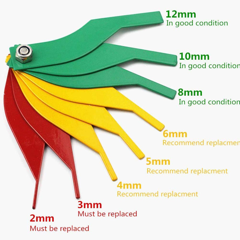 Brake Lining Thickness Gauge, Car Automotive Brake Pad Measuring Ruler Tool, Measure Disc and Drum Brake Pads Feeler Gauge, Color-Coded，SAE & Metric，Durable Steel Brake Rotor Gauge Father'Day Gift 1 PC