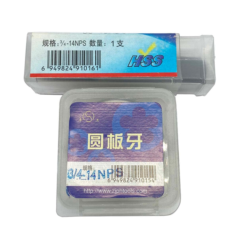 3/4"-14 NPS tap and die, 3/4"-14, 3/4"-18, HSS Tap And Die Set UNF Machine Thread Tap And UNF Round Thread Die Right Hand (3/4-14 NPS)