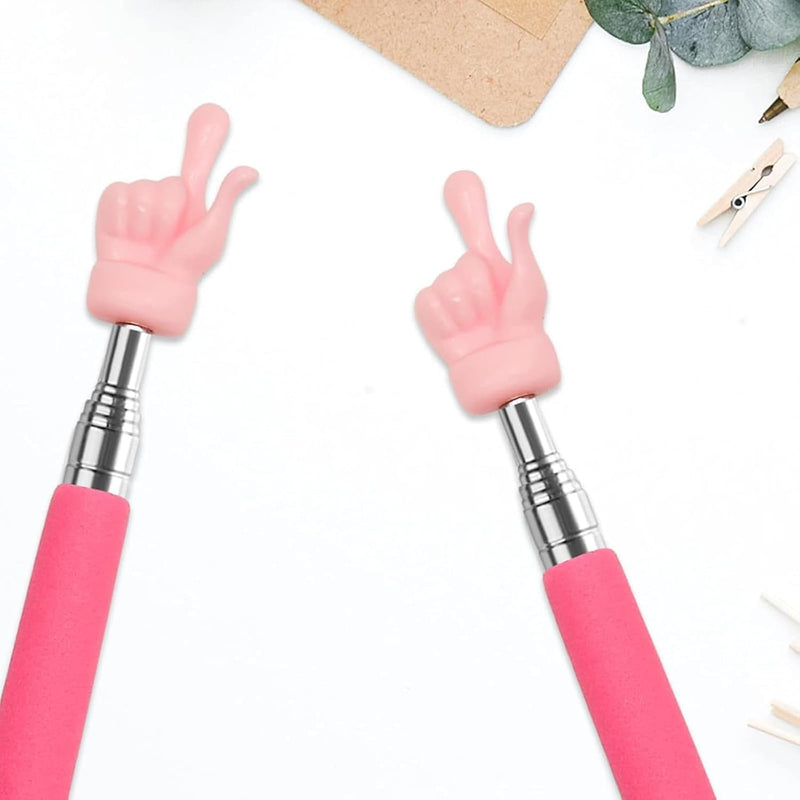 2Pcs Extendable Teachers Pointer for Classroom, Telescopic Hand Pointer Finger Pointers Stick, Retractable Classroom Pointers for Elementary Kindergarten Teacher, Classrooms Supplies(Rose Red)