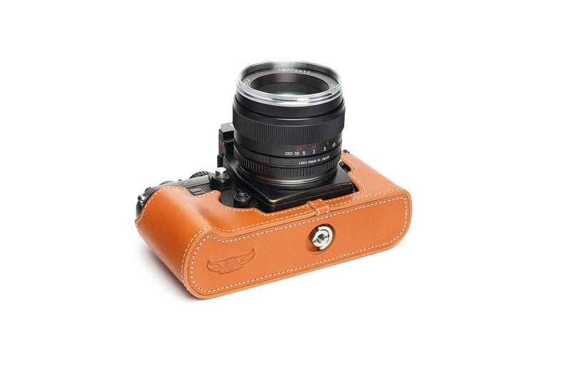 F3 Case, Handmade Genuine Real Leather Half Camera Case Bag Cover for Nikon F3 F3HP F3AF F3T Camera With Hand Strap (Yellow) Yellow