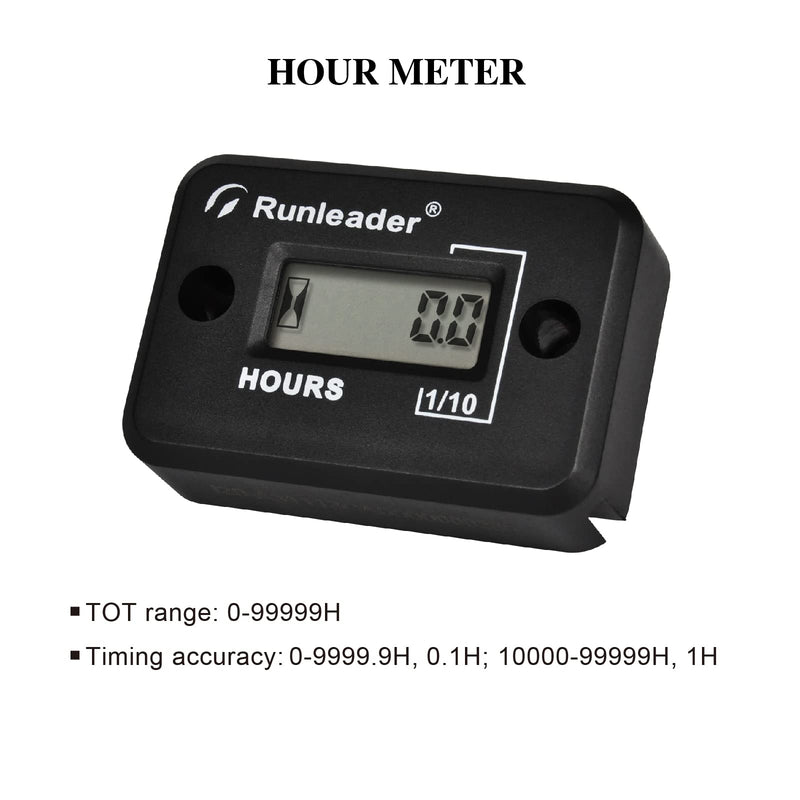 Inductive Waterproof Hour Meter,Epoxy Resin Plastic Seal use for Gas Engine Lawn Mower Generator Pressure Washer Marine ATV Boat Outboard Motor Dirt Bike Motorcycle