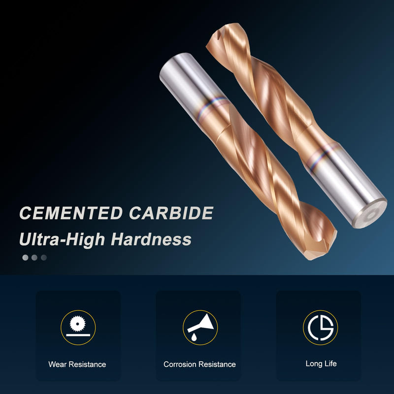 PATIKIL 12.8mm Drill Bit, Carbide Twist Jobber Bits Straight Shank 130° for Drilling Hard Metal Alloy Steel Stainless Steel Titanium Alloys - 1 Pack