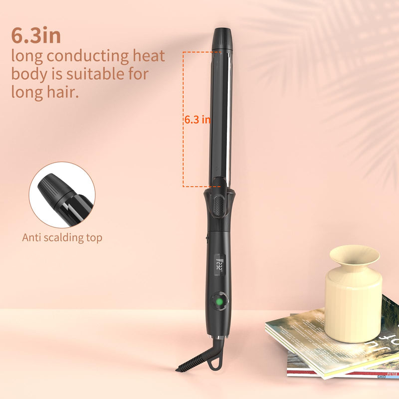 K&K Hair Curling Wand, 32mm Ceramic Titanium Barrel, Digital Display, 50-230°C, 60 Min Auto Shut Off (25 mm) 25 mm