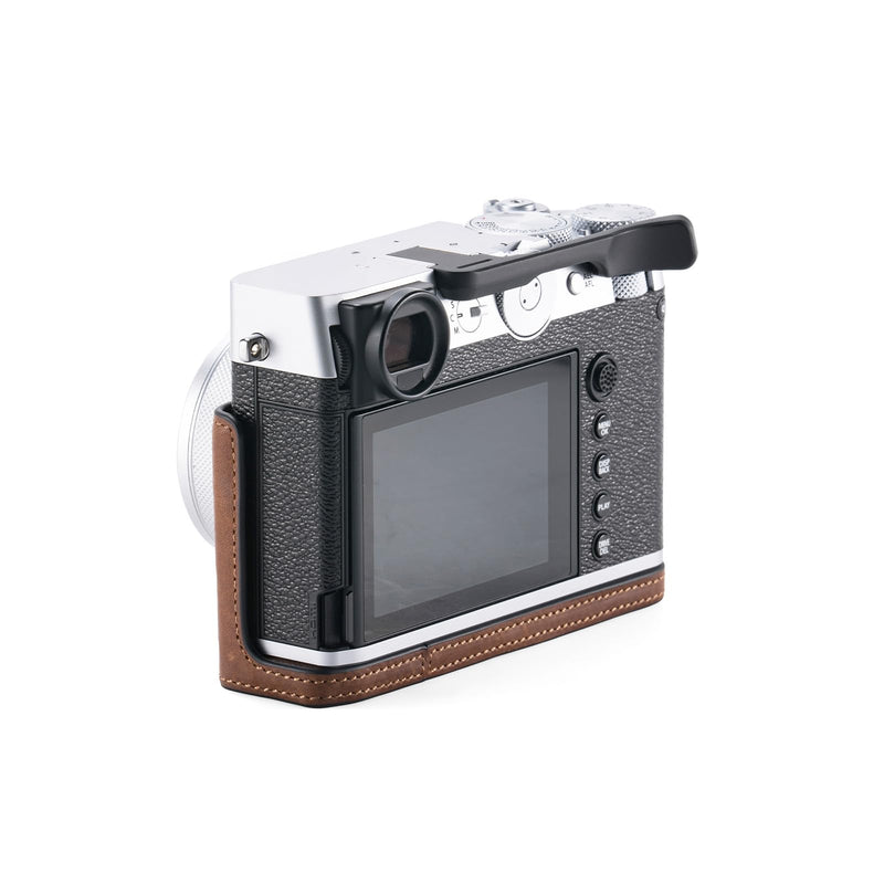 Tilta Vintage Camera Cage Compatible with Fujifilm GFX100RF – Lightweight Kit, Black | Includes Leather Camera Case (Brown) & Hot Shoe Thumb Bracket | Custom Grip Design, Battery Access