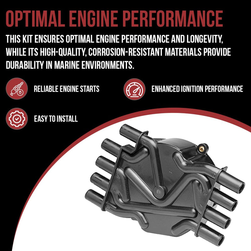 V8 Distributor Cap and Rotor kit for Mercruiser and Volvo Penta 5.0, 5.7, 6.2 engines, 350 MAG MPI 5.0 5.7 GXI GI