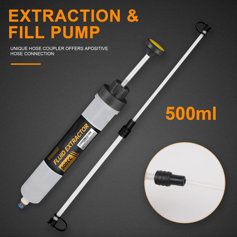 Fluid Extractor, Extraction&Fill Pump,Fluid Syringe Pump Manual Suction Vacuum Fuel Car Transfer (500cc) 500cc
