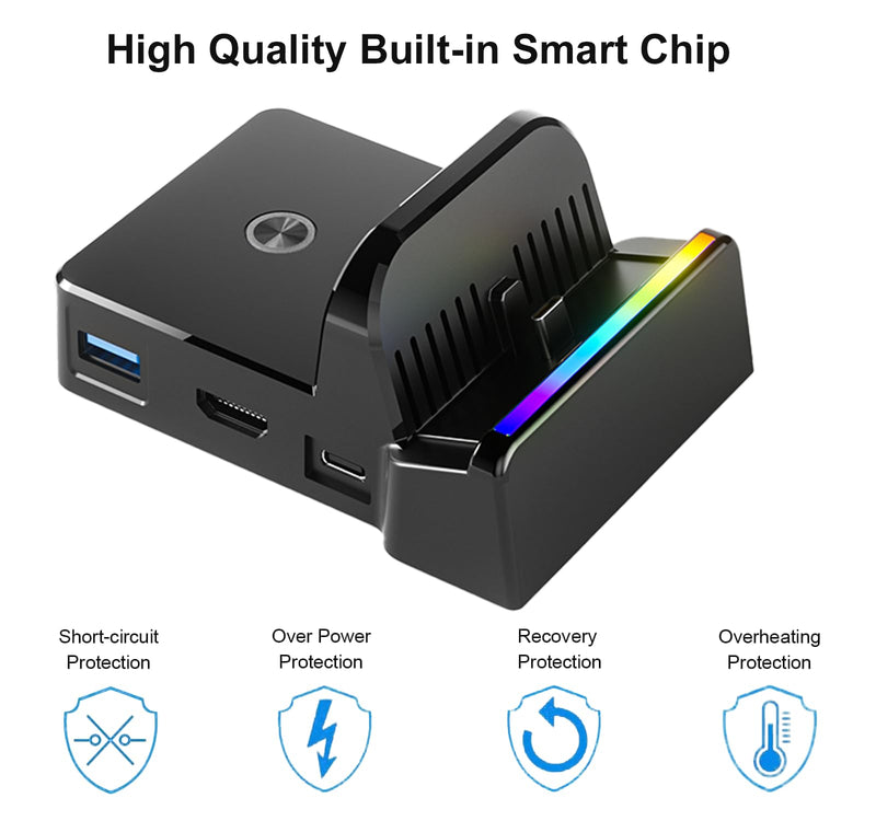 Switch Docking Station Switch Dock for Nintendo, Portable Switch TV Adapter Support 4K/60HZ Switch TV Dock Mode Compatible Switch/Switch OLED, Switch Travel Dock with HDMI2.0 USB3.0 Port