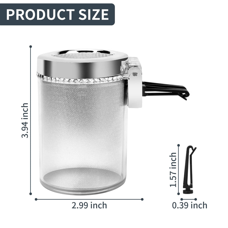Car Ashtray (2-Pack), Auto Ashtray With LED Light, Mini Car Trash Can, Portable Lid, for Car cup holder, Home , Office and Travel(Silver)