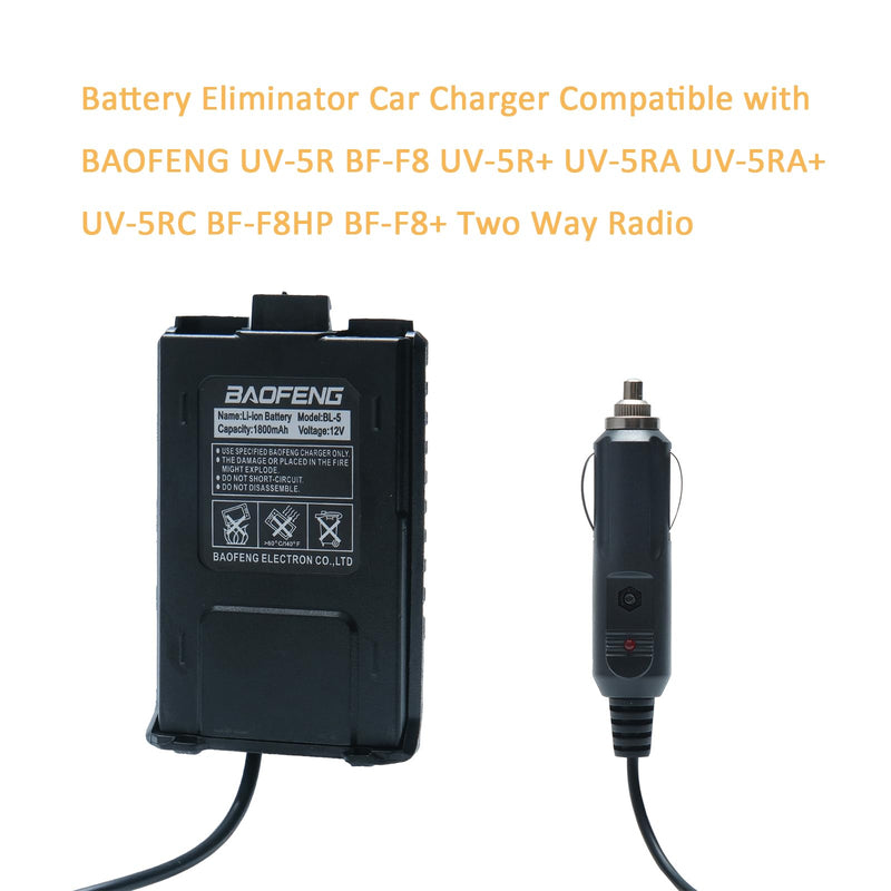 Battery Eliminator Car Charger Compatible with BAOFENG UV-5R BF-F8 2PCS