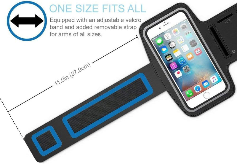 Up to 7.1 Inch Sports Phone Armband with Key Pocket & Reflective Strip, Sweat Resistant Adjustable Running Arm Band Compatible for iPhone Samsung, Gym Workout Cycling Fitness Arm Holder