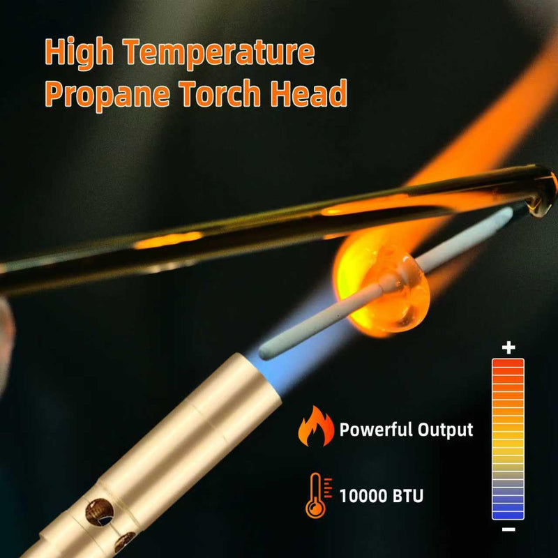 DOMINOX Propane Torch Head, Manual Start Solid Brass Brazing Torch Fuel by Propane CGA600 Cylinder, Blow Torch for Soldering, Brazing, Welding, Thawing and Cooking(Only Torch)