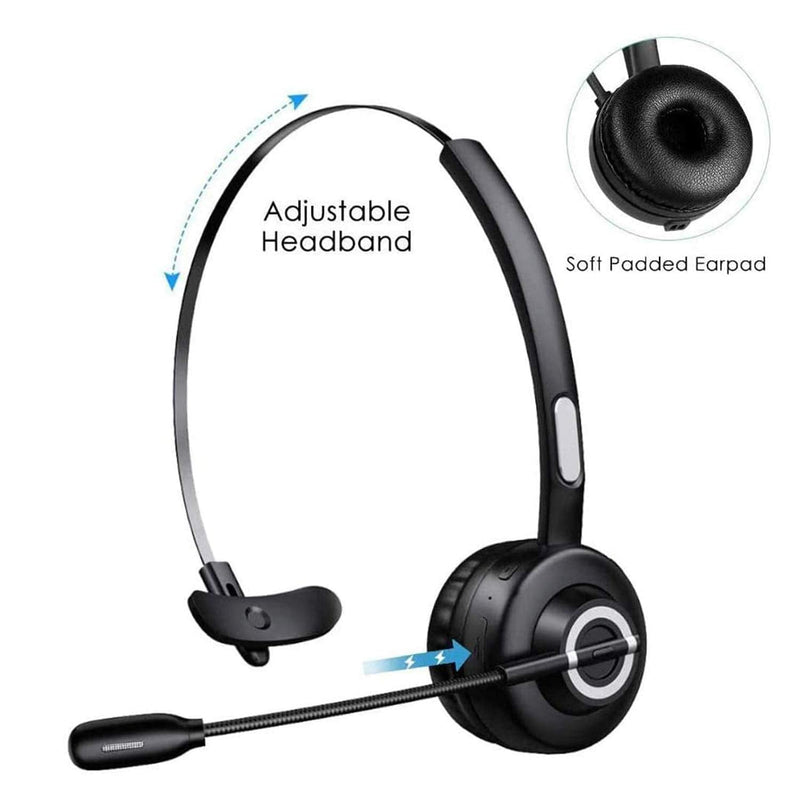 Wireless Headset,Trucker Bluetooth Headset with Mic,Noise Cancelling On Ear Bluetooth Headphones with Charging Base,Talk in Clarity Pro for Office Buiseness Home PC iPhone