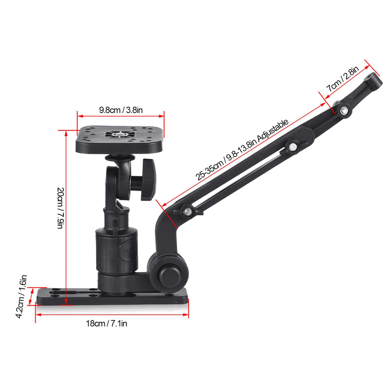Lixada Universal Kayak Fish Finder Mount, Boat Transducer Mounting Arm with Telescoping 360° Swivel, Portable Fish Finder Mount Base Adapter for Marine Electronics