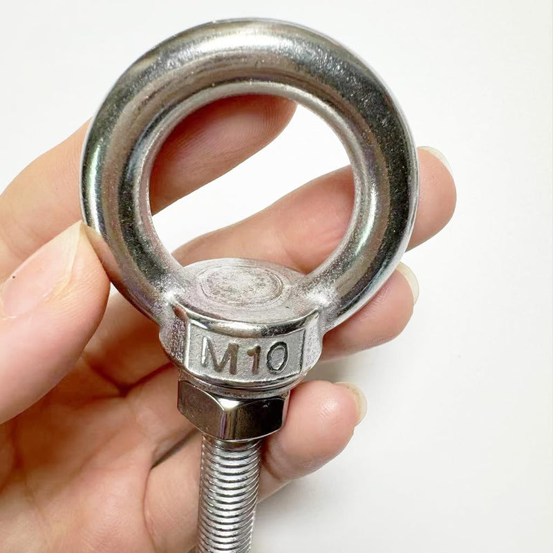 Shoulder Eye Bolt, 4 PCS M10 Heavy Duty Lifting Ring 2" Threaded Eyebolt Lifting Ring Eye Bolts with Nuts and Flat Washers(Thread Length 50mm) m10x50(4pcs)
