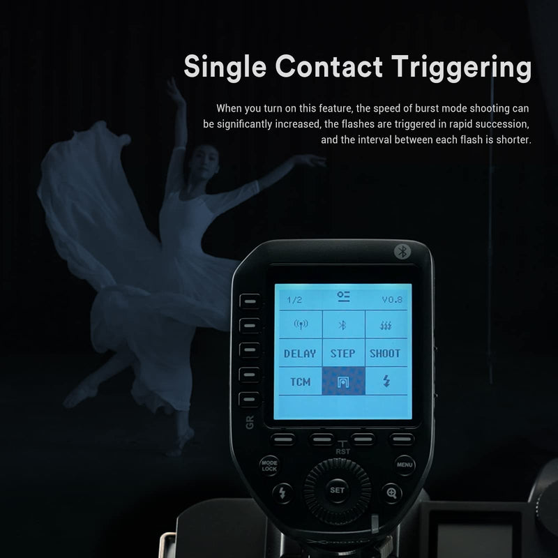 Godox XProII-F XProIIF TTL Wireless Flash Trigger for Fuji Cameras, 2.4G Wireless Flash Transmitter HSS 1/8000S, Bluetooth Connection, TCM Transform Function, New Hotshoe Locking, Large LCD Display